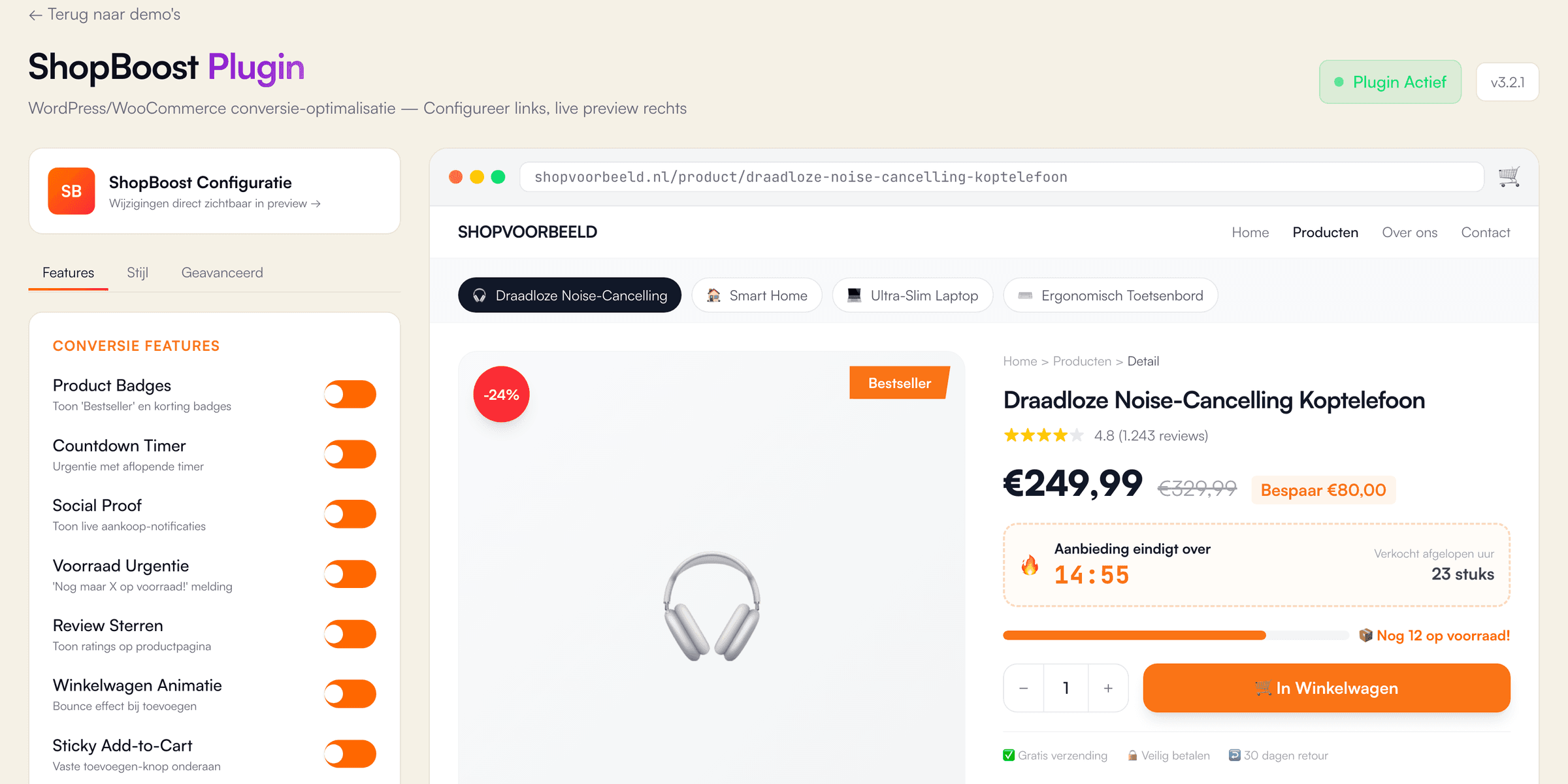 ShopBoost Plugin: Plugins-demo van VirtuoLab